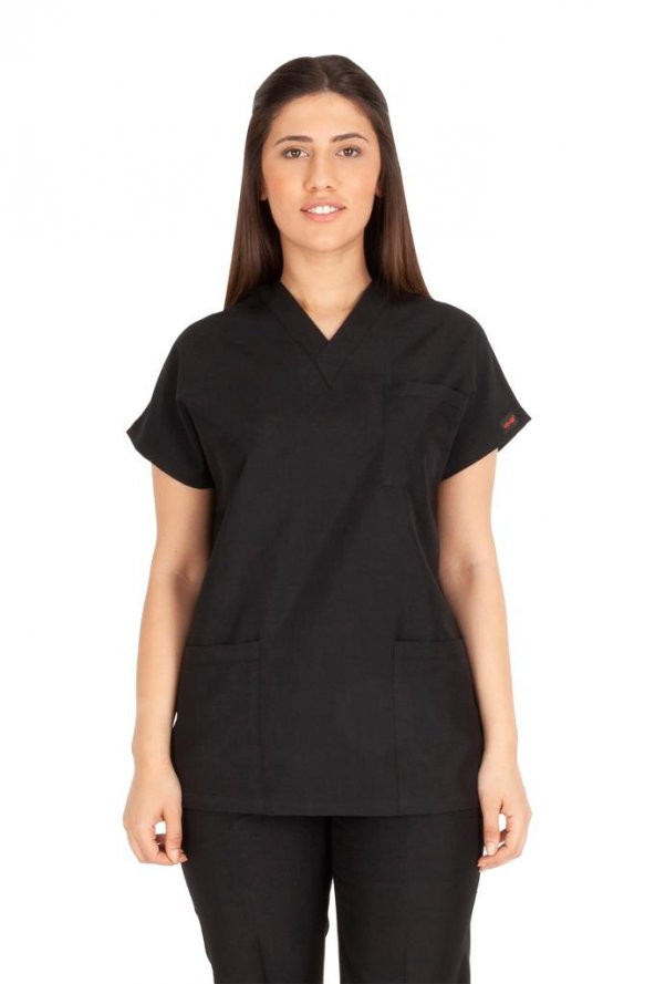 Kadın Doktor Hemşire Forması Scrubs Alpaka Kumaş Hastane Nöbet Tek Üst (V Yaka Dr Greys) - 8