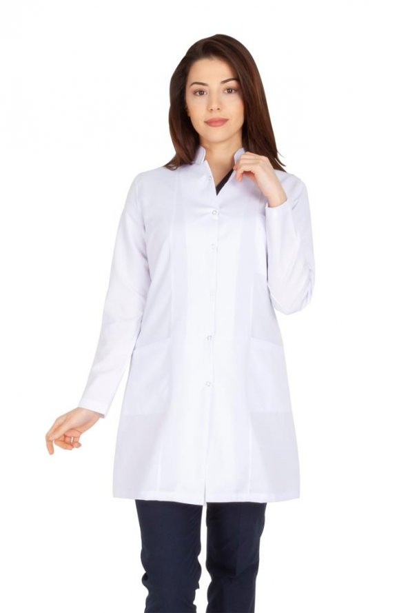 Kadın Doktor Öğretmen Önlüğü Laboratuvar Eczacı Hemşire Dizüstü Önlük Hakim Yaka - 2