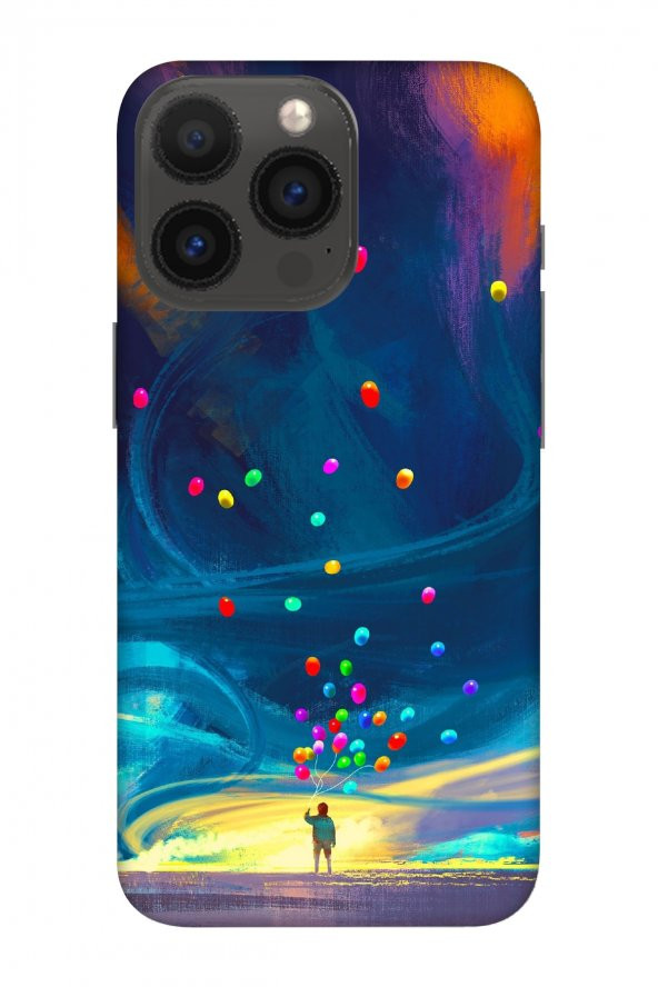 Apple İphone 15 Pro Max Kılıf Baskılı Galaksi Balon Desenli Silikon- 8597