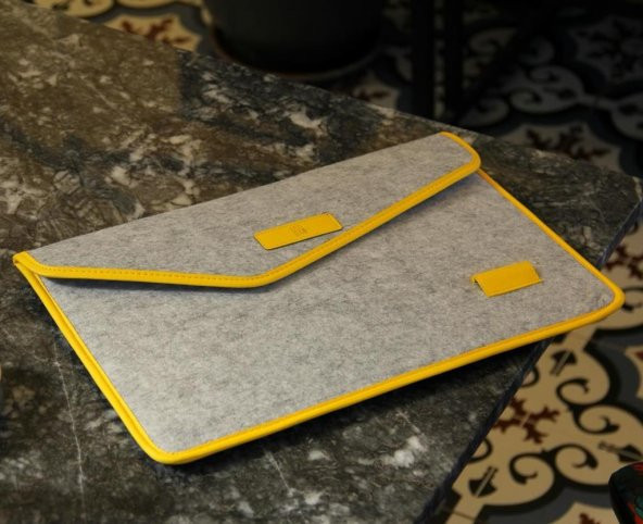 Minbag Aba Laptop Kılıfı 15 İnç Gri Sarı - 3