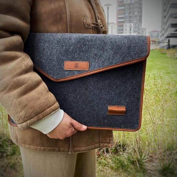 Minbag Aba Laptop Kılıfı 15 İnç Gri Sarı - 4