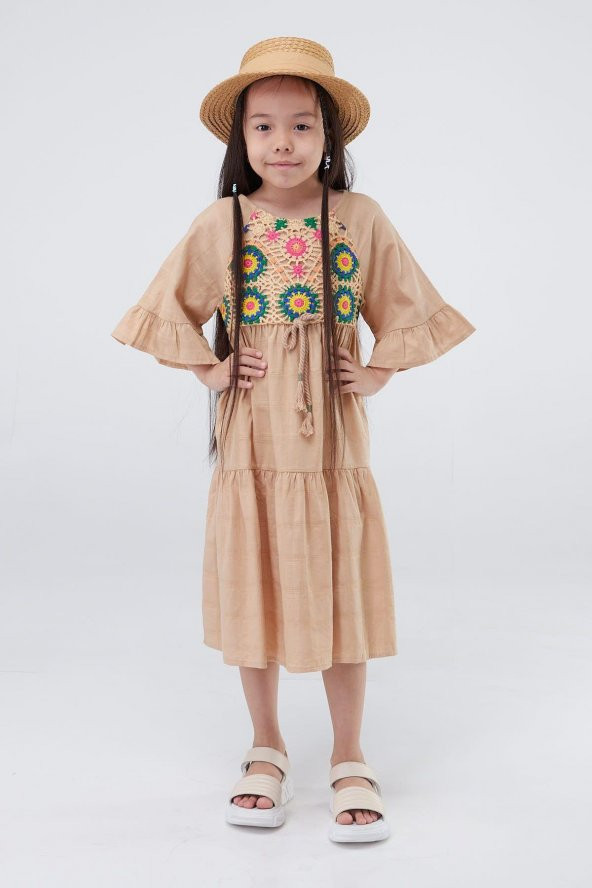 Kız Çocuk İşlemeli Elbise 35430