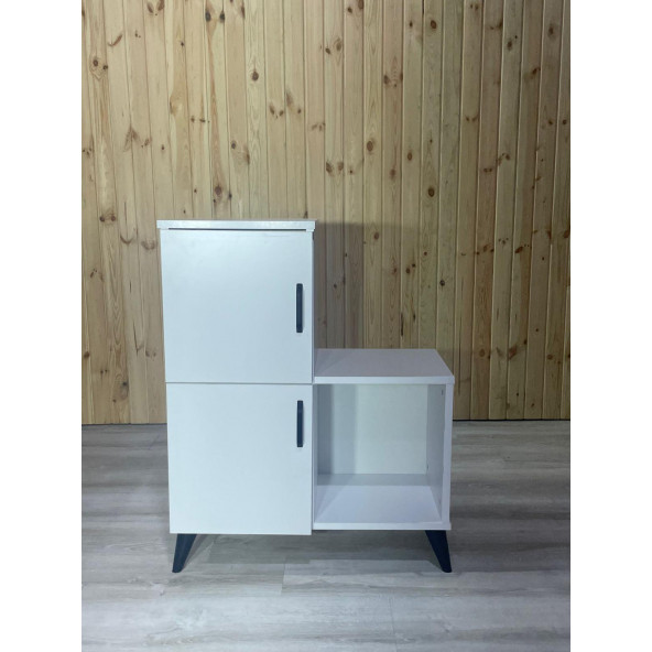 Beyaz 2 Kapaklı Açık Raflı Banyo Dolabı - 2