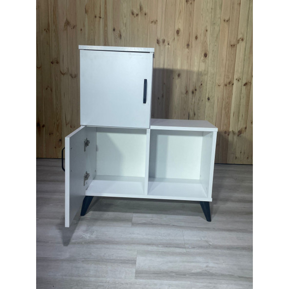 Beyaz 2 Kapaklı Açık Raflı Banyo Dolabı - 3