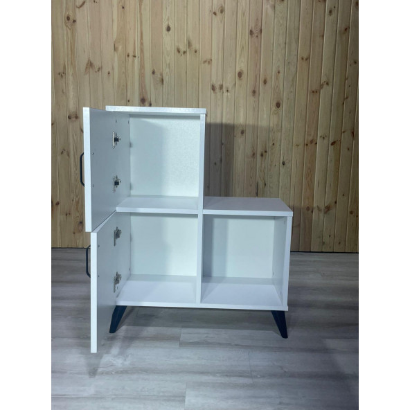 Beyaz 2 Kapaklı Açık Raflı Banyo Dolabı - 4