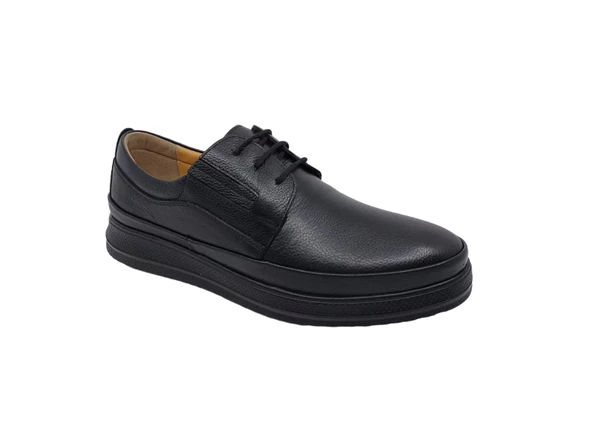 Zerhan 550 Erkek Siyah Bağcıklı Hafif Tabanlı Günlük Kullanım Ayakkabı - Resim 2