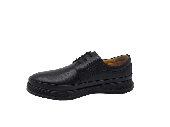 Zerhan 550 Erkek Siyah Bağcıklı Hafif Tabanlı Günlük Kullanım Ayakkabı - Resim 3