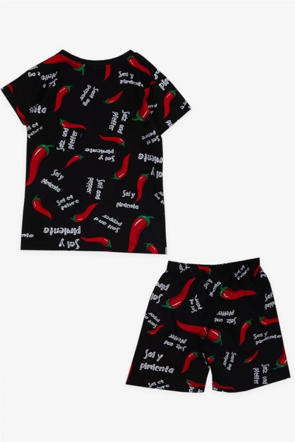 Kız Bebek Pijama Takımı Biber Desenli , Siyah - 2