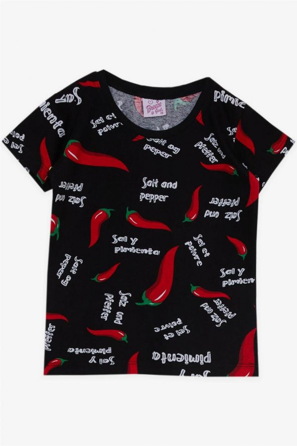Kız Bebek Pijama Takımı Biber Desenli , Siyah - 3