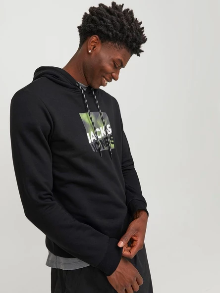 JACK JONES Baskılı Erkek Kapüşonlu Sweatshirt 12246994 - Resim 6