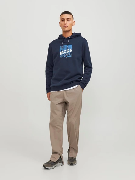 JACK JONES Baskılı Erkek Kapüşonlu Sweatshirt 12246994 - Resim 3