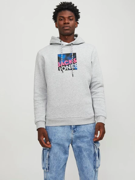 JACK JONES Baskılı Erkek Kapüşonlu Sweatshirt 12246994 - Resim 2