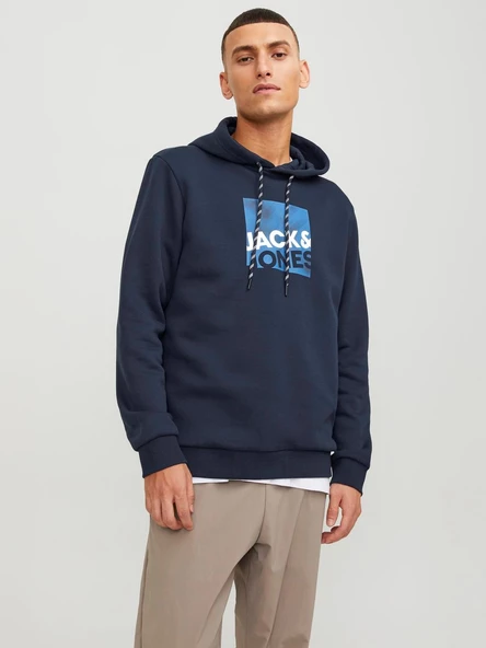 JACK JONES Baskılı Erkek Kapüşonlu Sweatshirt 12246994