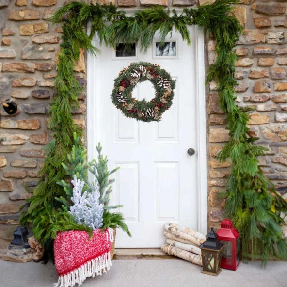 Yılbaşı Kapı Süsü Kozalaklı Model 30CM - Resim 2