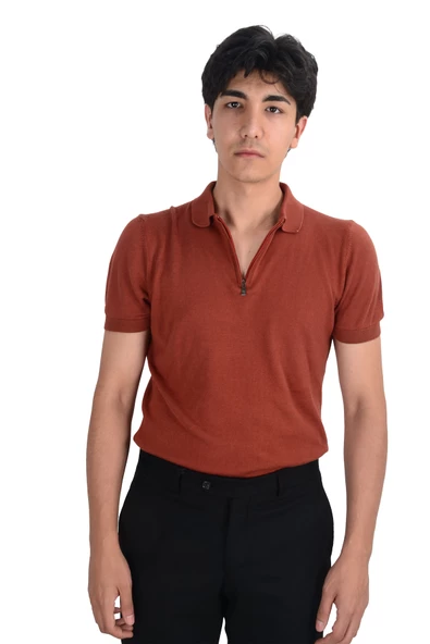 Cengiz İnler Yarım Fermuarlı Merserize Erkek Triko T-shirt - 5