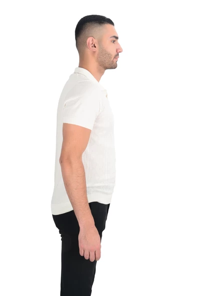 Cengiz İnler Desenli Merserize Polo Yaka Erkek Triko T-shirt - 10