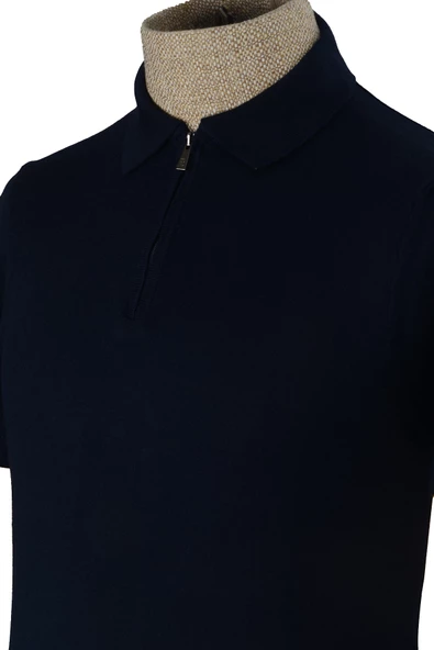 Cengiz İnler Yarım Fermuarlı Merserize Erkek Triko T-shirt - 9