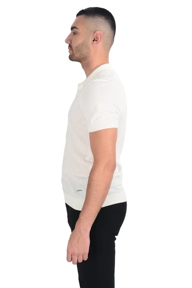 Cengiz İnler Desenli Merserize Polo Yaka Erkek Triko T-shirt - 8