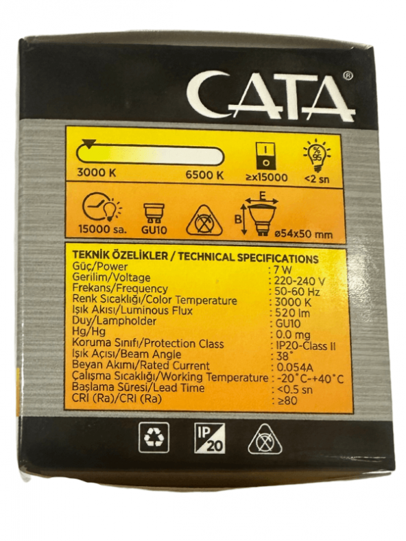 Cata CT-4215 Günışığı 7W GU10 Duylu Led Spot Ampul (8 Adet) - 2