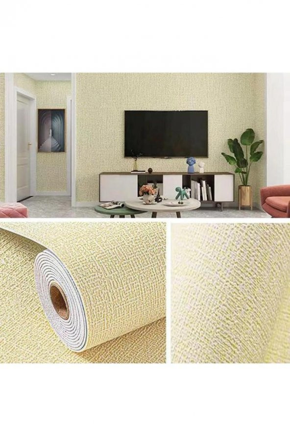 50x280 Cm (1,4m2) Krem Tezgah Arası Yapışkanlı Dokulu Esnek Silinibenilir Duvar Sticker Kağıdı Paneli