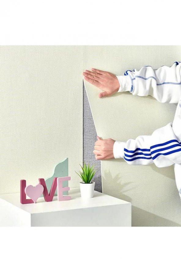 Renkli Duvarlar 50x280 Cm (1,4m2) Krem Tezgah Arası Yapışkanlı Dokulu Esnek Silinibenilir Duvar Sticker Kağıdı Paneli - 2