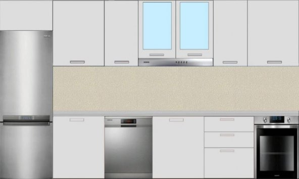 Renkli Duvarlar 50x280 Cm (1,4m2) Krem Tezgah Arası Yapışkanlı Dokulu Esnek Silinibenilir Duvar Sticker Kağıdı Paneli - 4