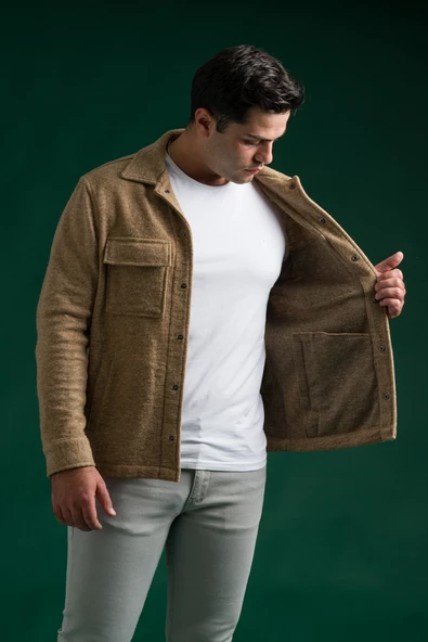 Sir Slimfit Çıtçıt Kapamalı Yan Ve Kapak Cepli Astarsız Yakalı Kırçıllı Spor Kısa Ceket - 4