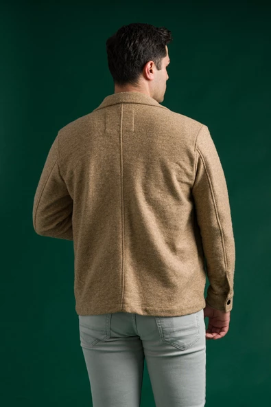 Sir Slimfit Çıtçıt Kapamalı Yan Ve Kapak Cepli Astarsız Yakalı Kırçıllı Spor Kısa Ceket - 5