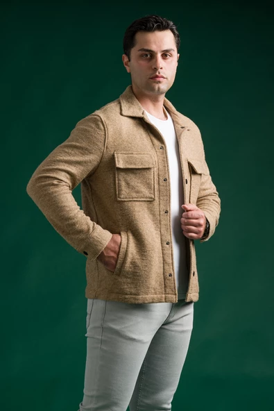 Sir Slimfit Çıtçıt Kapamalı Yan Ve Kapak Cepli Astarsız Yakalı Kırçıllı Spor Kısa Ceket - 3