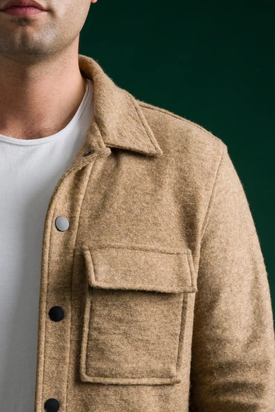 Sir Slimfit Çıtçıt Kapamalı Yan Ve Kapak Cepli Astarsız Yakalı Kırçıllı Spor Kısa Ceket - 6