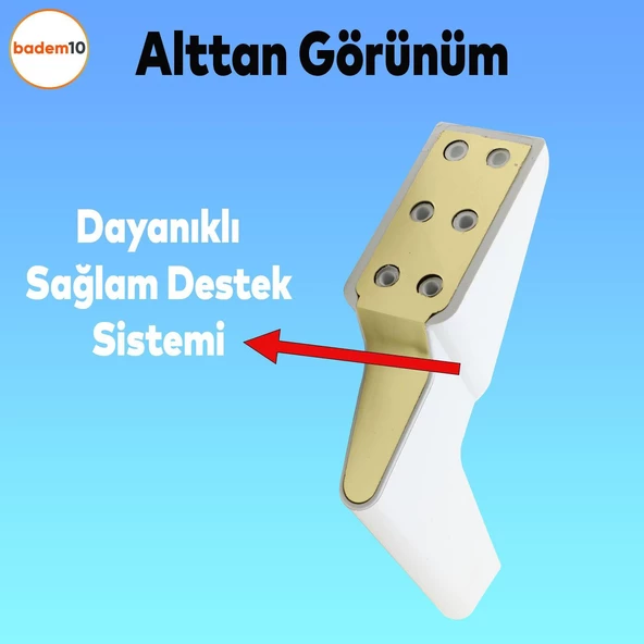 Logan 6'lı Set Mobilya Tv Ünitesi Koltuk Kanepe Destek Ayağı 16 Cm Beyaz Altın Ayakları M8 Civata - Resim 5