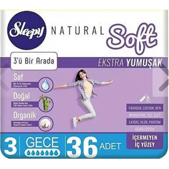 Sleepy Baby Sleepy Natural Soft Ekstra Yumuşak Gece 36 Adet