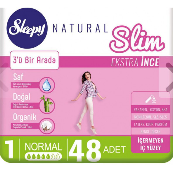 Sleepy Natural Slim Ekstra İnce Normal 48'li Hijyenik Ped