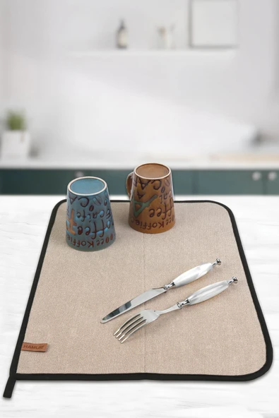 Microfiber Bulasik Kurutma Mati Kurulama Bezi Kurutma Örtüsü Tezgah Üstü Bej - Resim 2