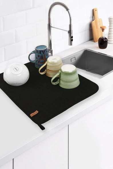 Microfiber Bulasik Kurutma Mati Kurulama Bezi Kurutma Örtüsü Tezgah Üstü Siyah ürün görseli 1