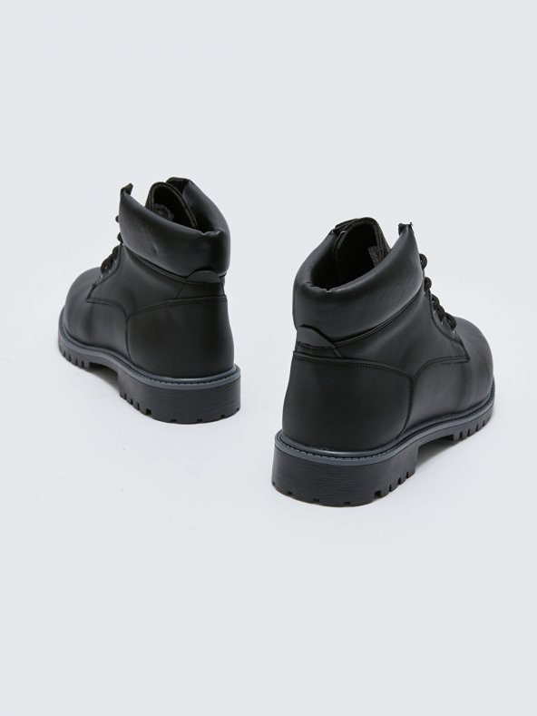 NUPEL Bağcıklı Deri Görünümlü ERKEK/BAYAN BOT SİYAH - 4