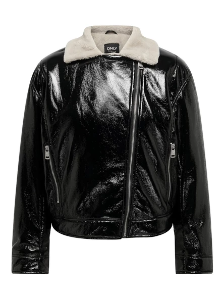 ONLY Bayan Deri Görünümlü Biker Ceket Mont 15298636 - 6