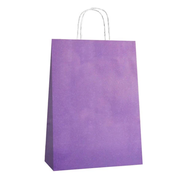 Büküm Saplı Kraft Kağıt Karton Hediyelik Çanta Poşet Torba - Mor - 25x31 cm. - 25 Adetlik 2 Paket - Resim 3