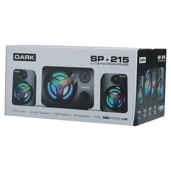 DARK SP-215 Total 11W RMS 2+1 Multimedia Speaker DK-AC-SP215 - 4
