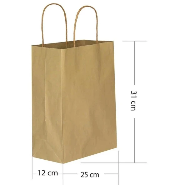 Büküm Saplı Kraft Kağıt Karton Hediyelik Çanta Poşet Torba - Sarı - 25x31 Cm. - 25 Adetlik 4 Paket - Resim 2
