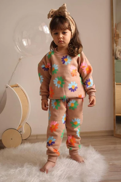 KIZ ÇOCUK BLUEY BASKILI 3 İPLİK EŞOFMAN TAKIMI - 6