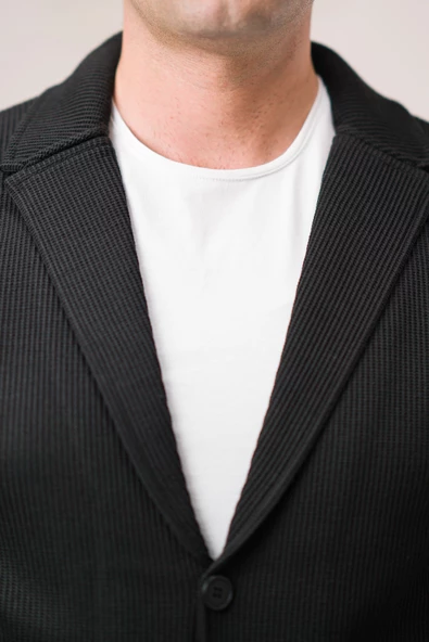 Regular Fit Sivri Yaka Torba Cepli Kendinden Çizgili Düğmeli Erkek Triko Hırka - 12