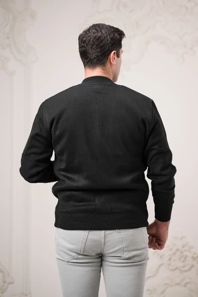 Regular Fit Önü Süetli Arkası Triko Dik Yaka Fermuar Kapamalı Yan Cepli Erkek Mont - 6