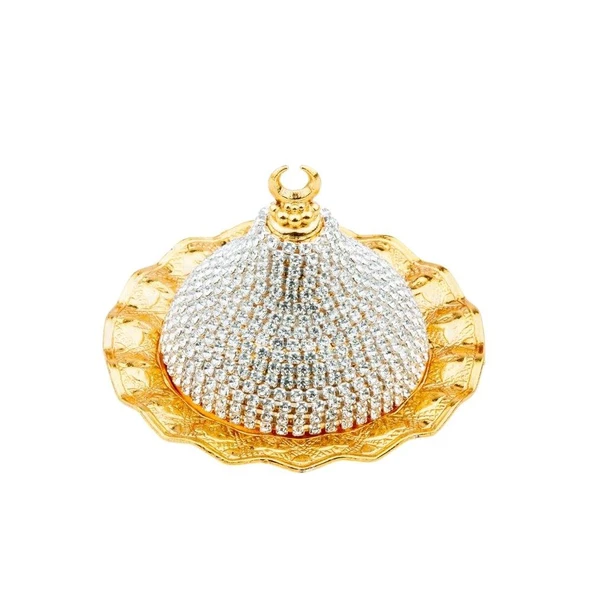 Swarovski Taşlı Lokumluk Kahve Yanı Çikolatalık Drajelik Kubbeli No.2 Sarı - 4