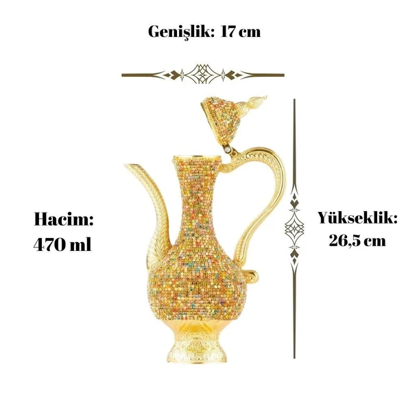 Renkli Taşlı Zemzem İbrik Sürahisi Payitaht Büyük Altın - 4