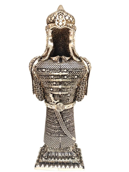 Ayetel Kürsi Zırh Biblo Ev Dekorasyon Aksesuarı Büyük Gümüş