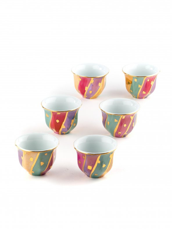 El Boyaması Çay Tabağı ve Mırra Fincanı Porselen 6'lı Candy Miks - 3