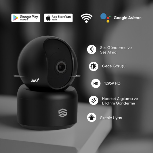 Akıllı Wi-Fi Kamera 360° 1296p 2k - 2