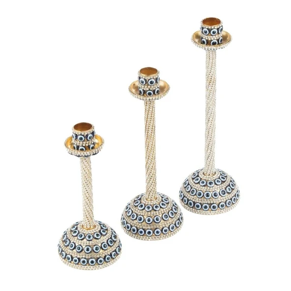 Nazar Taşlı Şamdan 3'lü Altın - 2