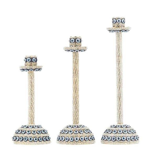 Nazar Taşlı Şamdan 3'lü Altın